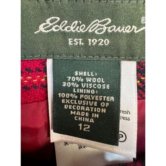 Eddie Bauer Womens Plaid Wool Blend Skirt Size 12 Red Academia - Picture 3 of 9